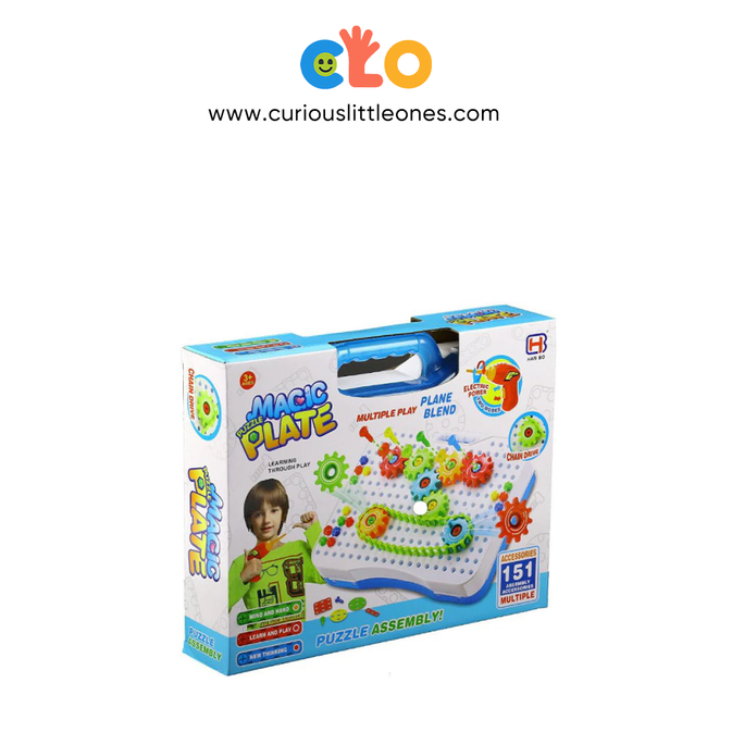 Drill Magic Plate-2 In 1 Puzzle Building Blocks 190 Pcs