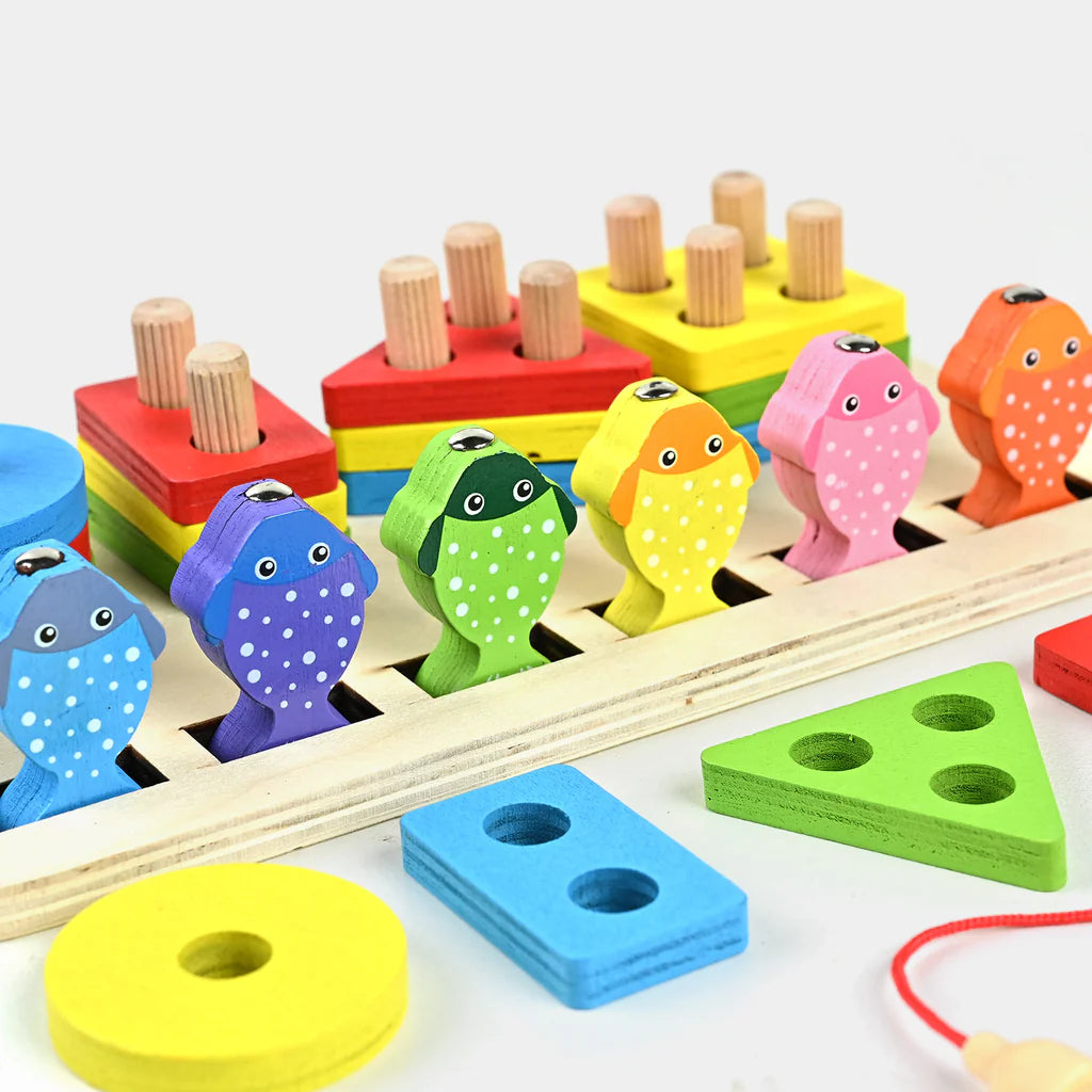 Wooden Shape Sorter Stacking Toy - Educational Magnetic Learning Toy