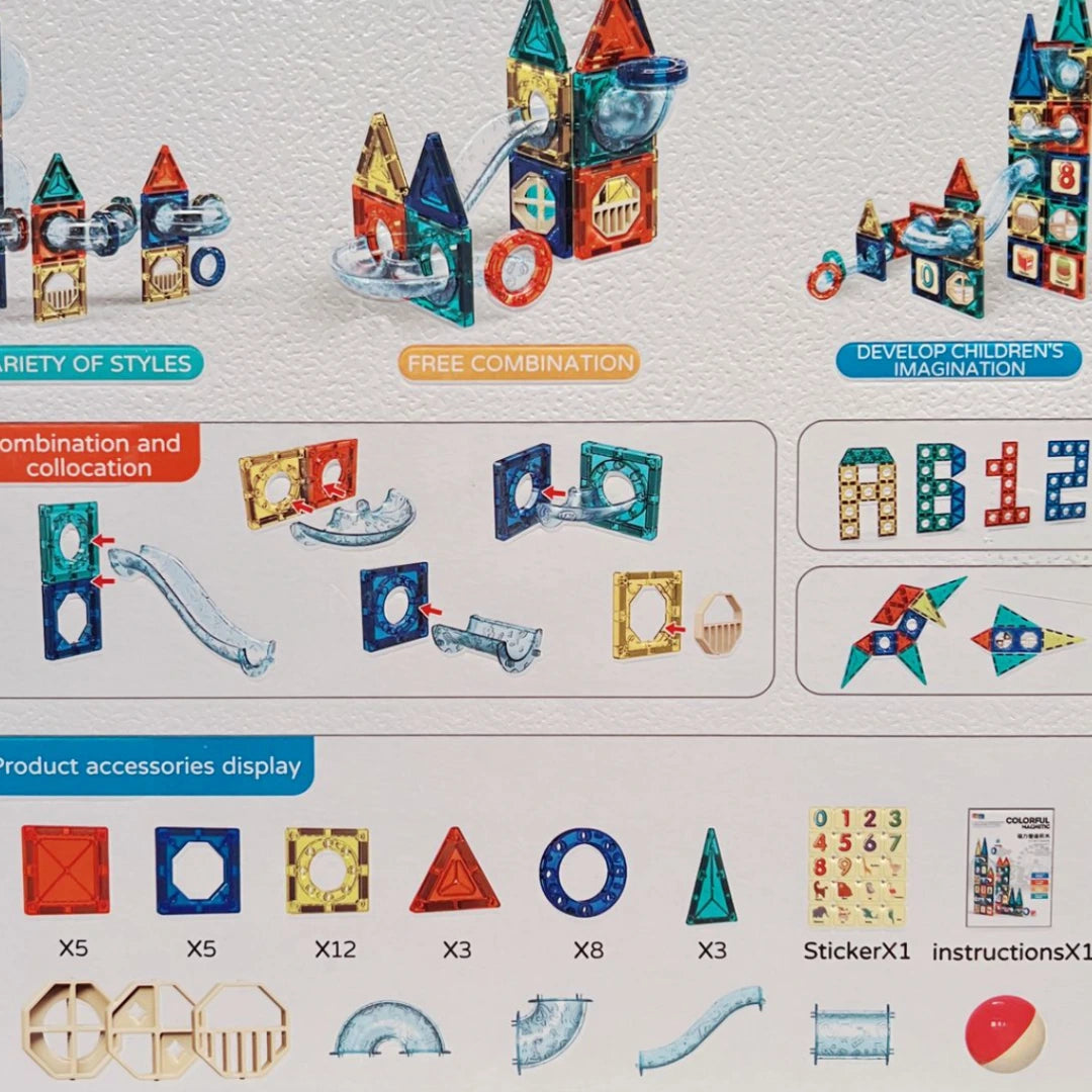 Colorful Magnetic Pipeline Building Blocks – 73 PCS DIY STEM Educational Toy Set