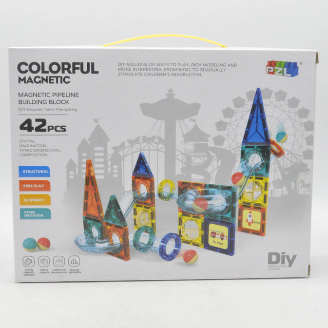Colorful Magnetic Pipeline Building Blocks – 42 PCS DIY STEM Educational Toy Set