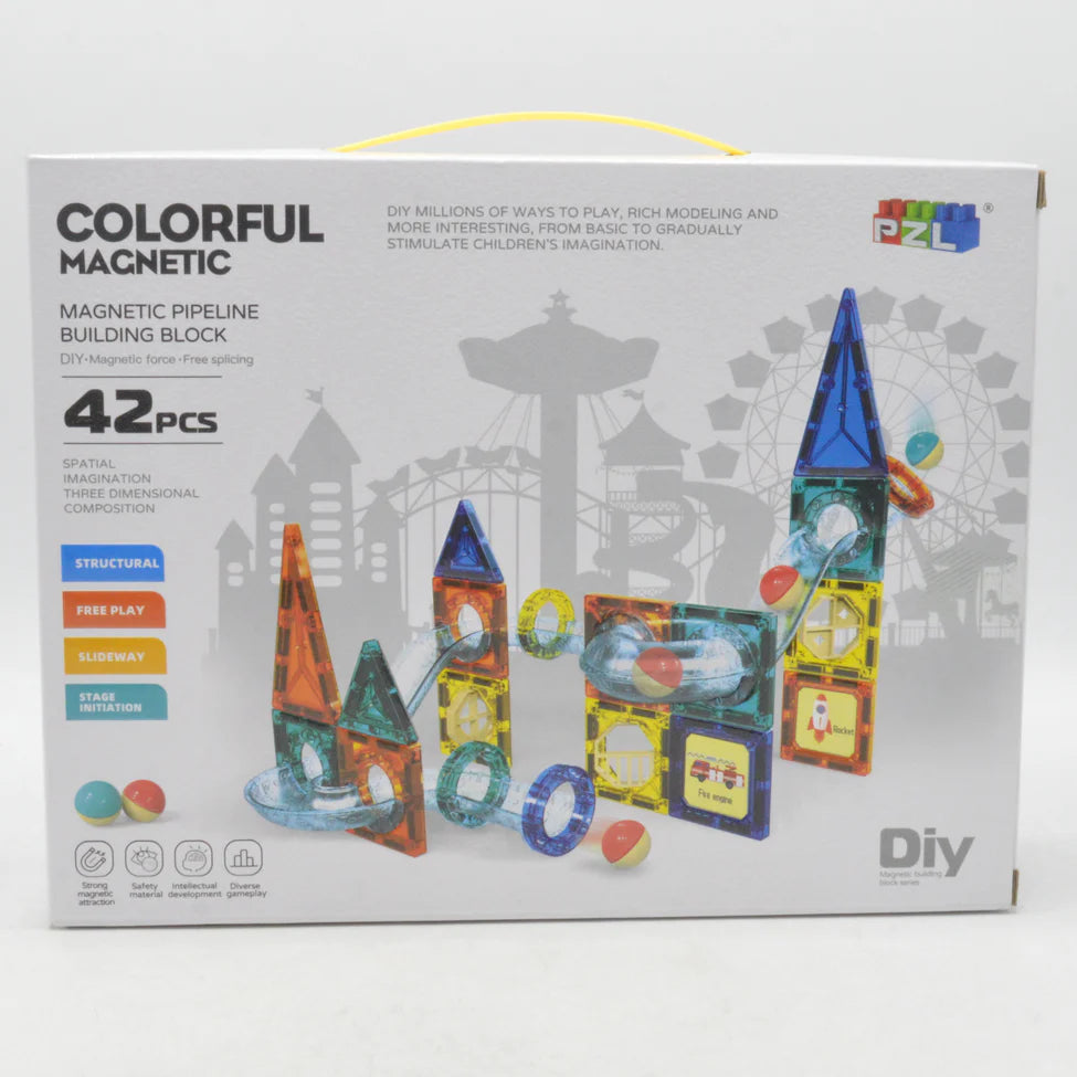 Colorful Magnetic Pipeline Building Blocks – 42 PCS DIY STEM Educational Toy Set