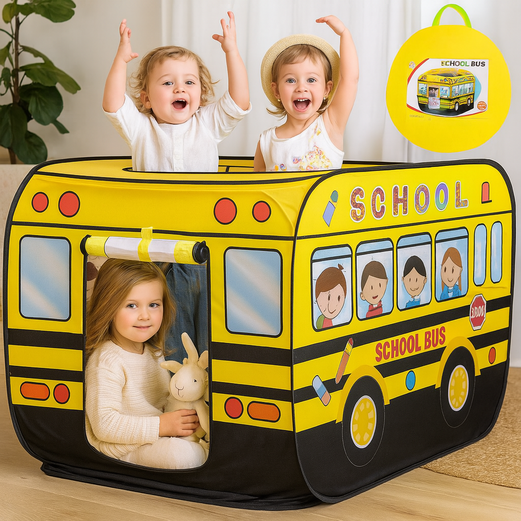 Kids School Bus Play Tent – Fun Indoor Toy for Toddler