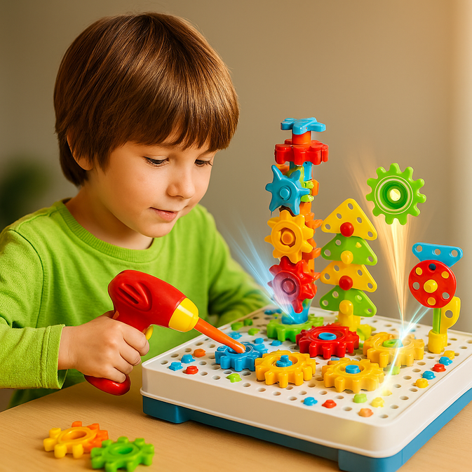 Drill Magic Plate-2 In 1 Puzzle Building Blocks 190 Pcs