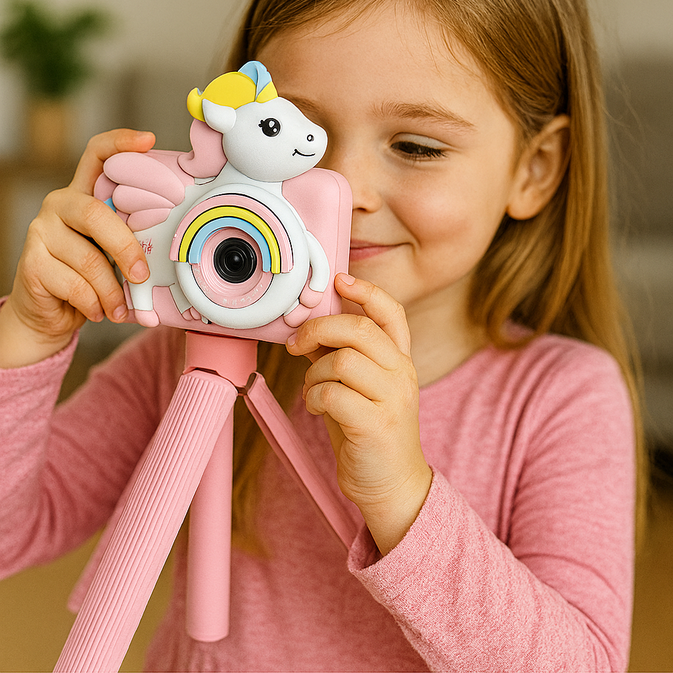 Digital camera Unicorn with Tripod Micro Toy lanyard Children Selfie Portable Toddler Video Holiday Gifts