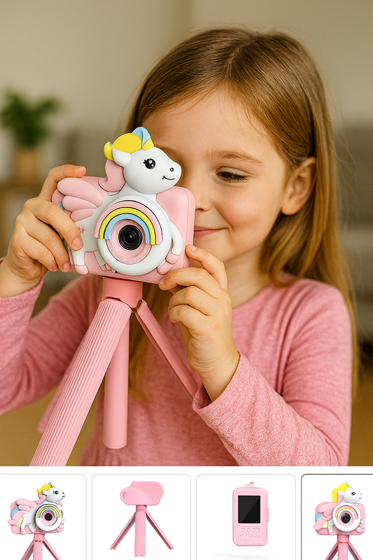 Digital camera Unicorn with Tripod Micro Toy lanyard Children Selfie Portable Toddler Video Holiday Gifts