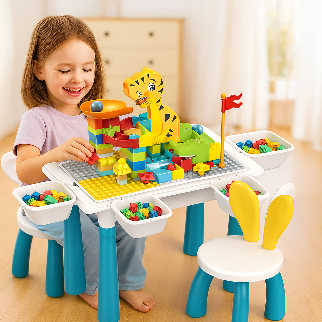 MultiFunction Building Block Table with Chair  6-in-1 with 104Pcs