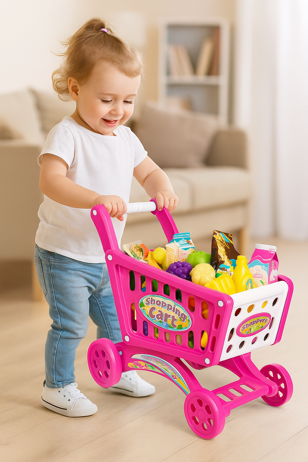 Kids Shopping Cart Playset – Pretend Play Supermarket Fun!