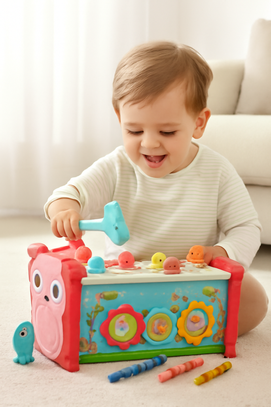 8-in-1 Wooden Magic Box Toy – Hammering, Fishing & Learning Fun (Ages 2–5)