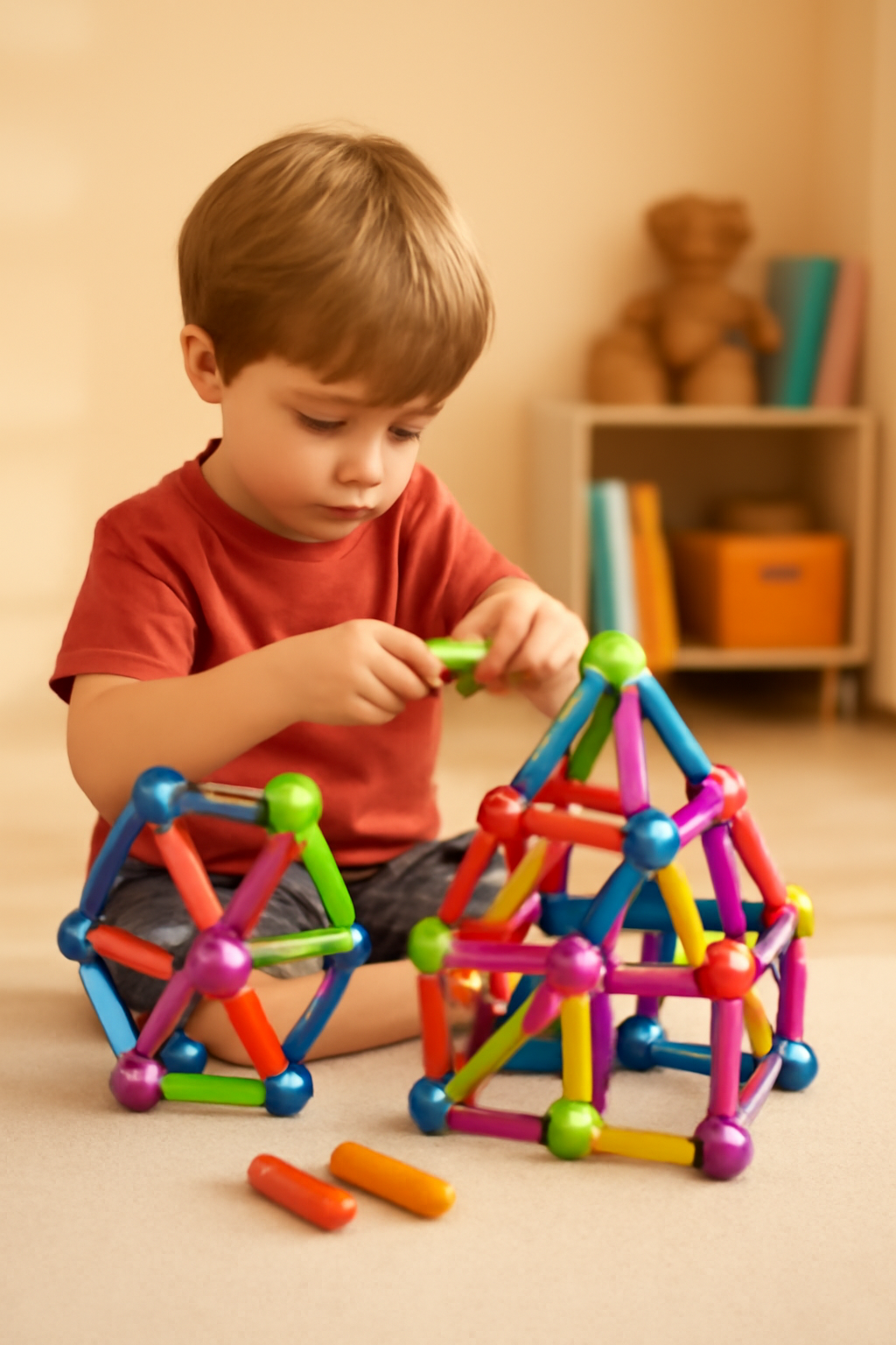 42-Piece Magnetic Construction Set – Colorful Rods & Balls Building Toy for Kids