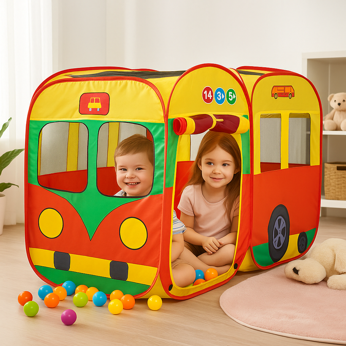 Cocomelon Bus-Themed Pop-Up Tent House for Kids – Indoor & Outdoor Play Tent