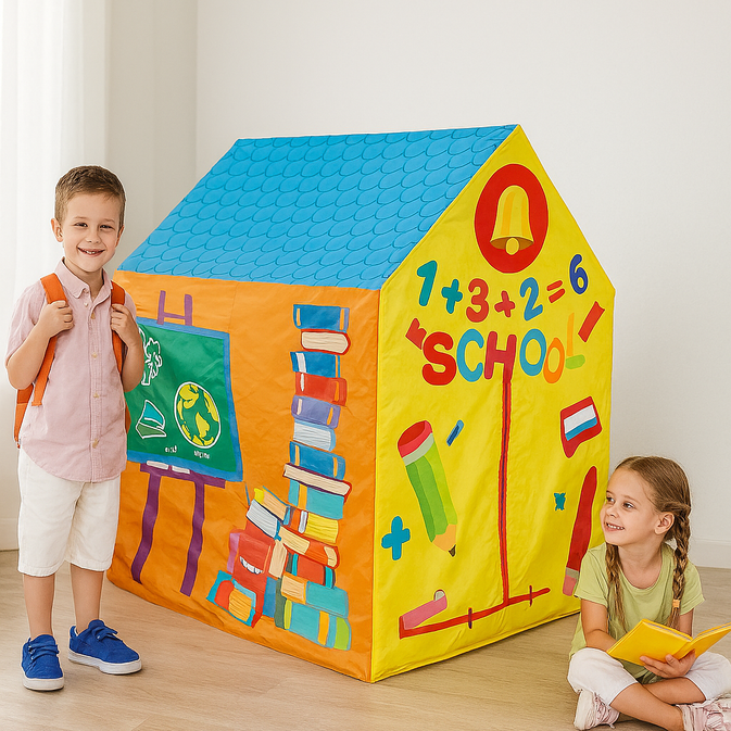 Interactive Pop-Up School House Tent – Educational Playhouse for Kids