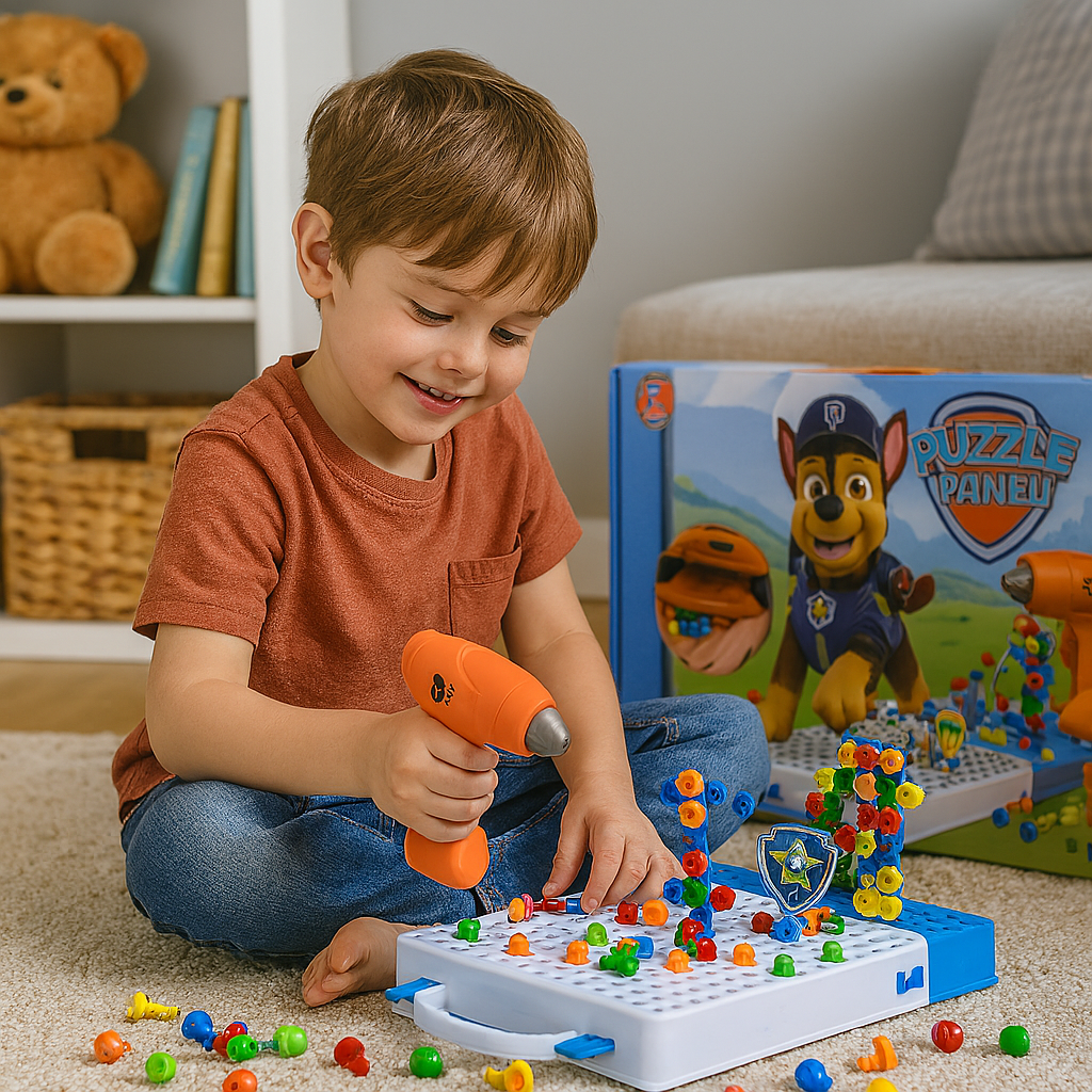Drill Magic Plate-Creative Construction Board with Drill – Paw Toy Puzzle Set