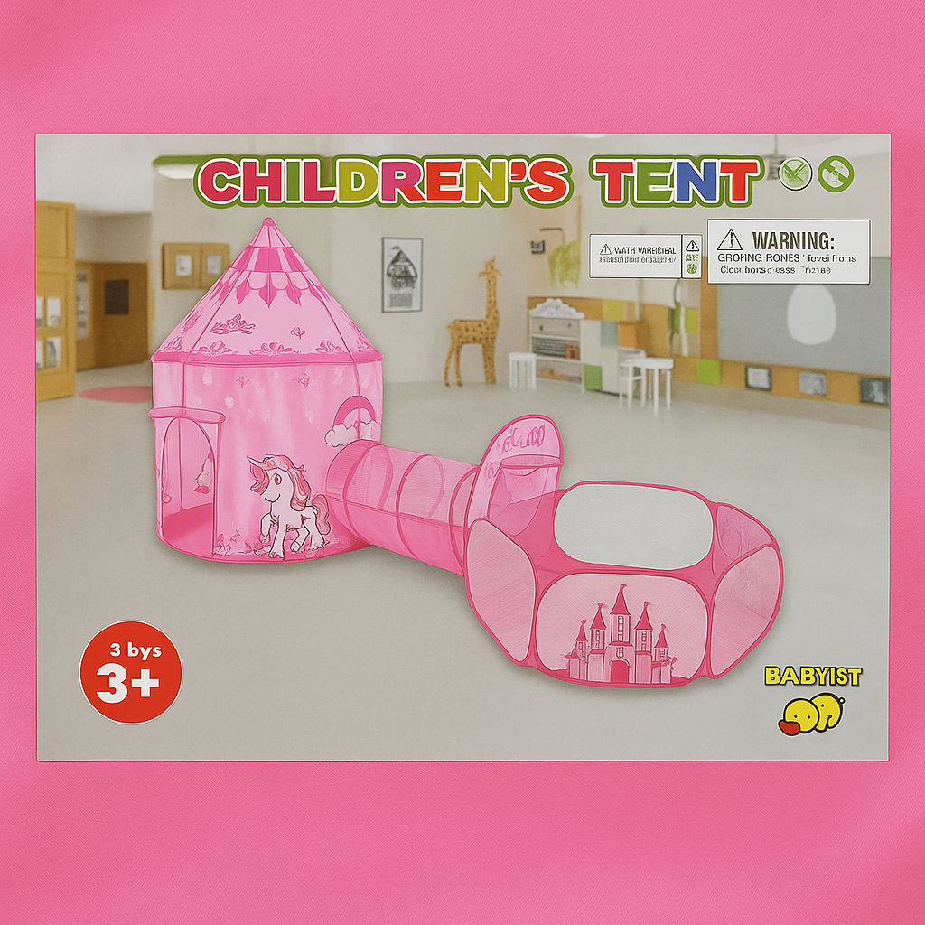 3PC Princess Play Tent, Tunnel & Pool for Girls Toddlers Playhouse Balls are Not Include.