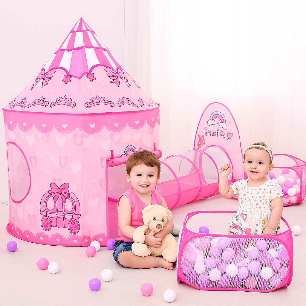 3PC Princess Play Tent, Tunnel & Pool for Girls Toddlers Playhouse Balls are Not Include.