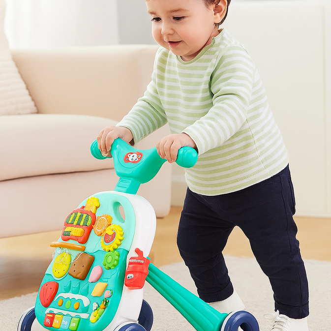 2-in-1 Baby Walker & Activity Table – Educational Toy for Early Learning (12M+)