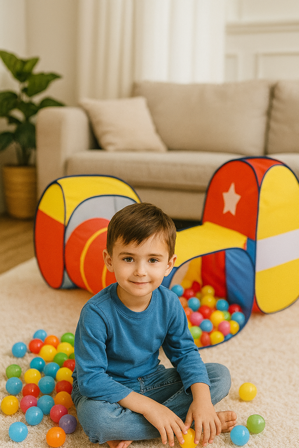 Colorful Kids Play Tent with Tunnel – Fun Indoor & Outdoor Activity Set for Toddlers