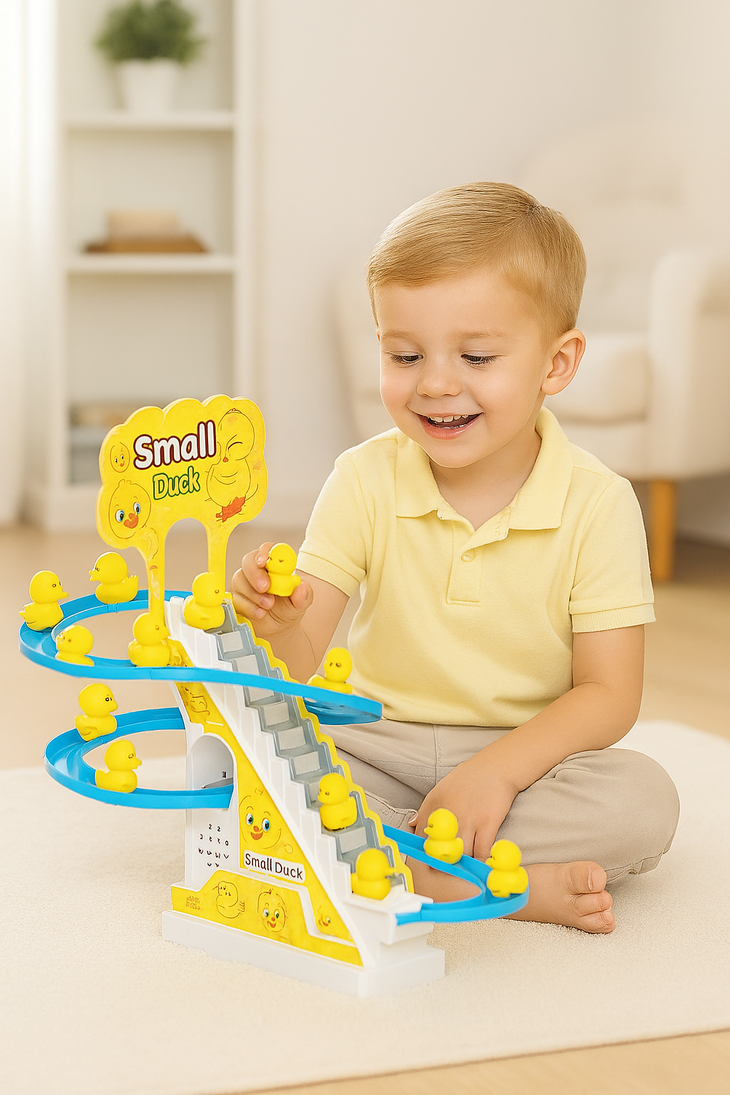 Climbing Duck Toy with Music & Lights – Automatic Stair-Climbing Track for Toddlers (3 Ducks)