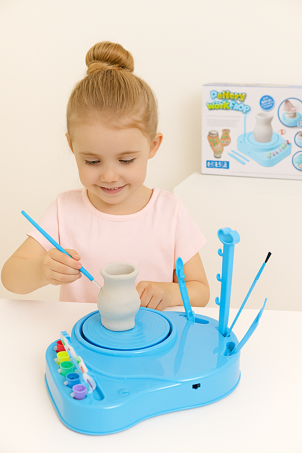 Kids Pottery Workshop Set Clay & Paint DIY Kit