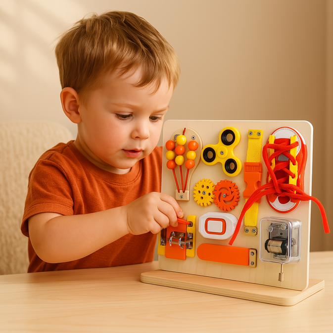 Montessori Busy Board – Sensory Activity Board for Toddlers
