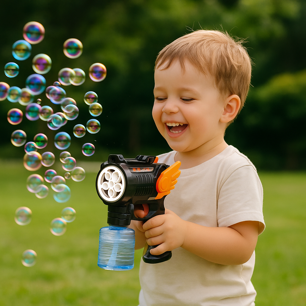 Wing Blaster Bubble Gun – 5-Hole High-Speed Bubble Maker for Kids