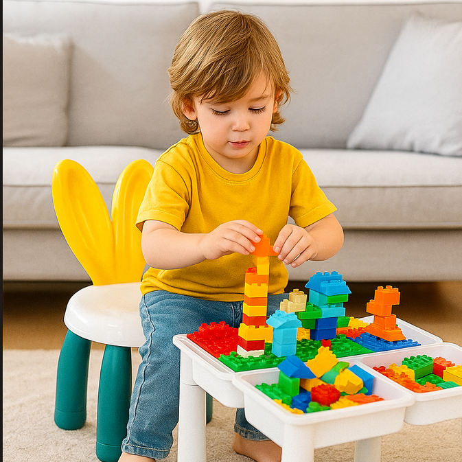 MultiFunction Building Block Table with Chair 5 in   1 – 102 Pcs