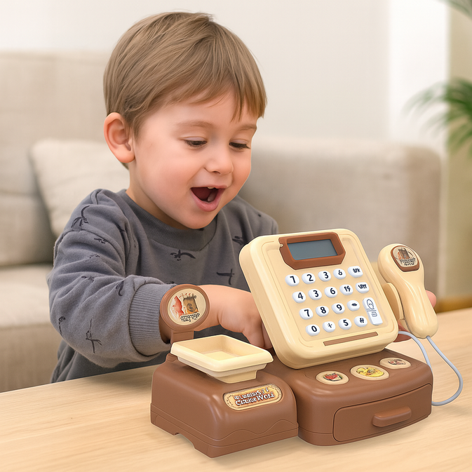 Labubu Kids Toy Cash Register with Scanner & Calculator – Pretend Play Grocery