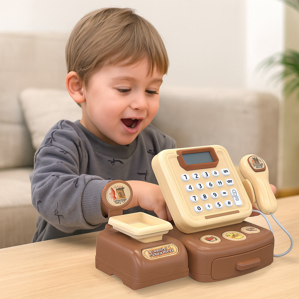 Labubu Kids Toy Cash Register with Scanner & Calculator – Pretend Play Grocery