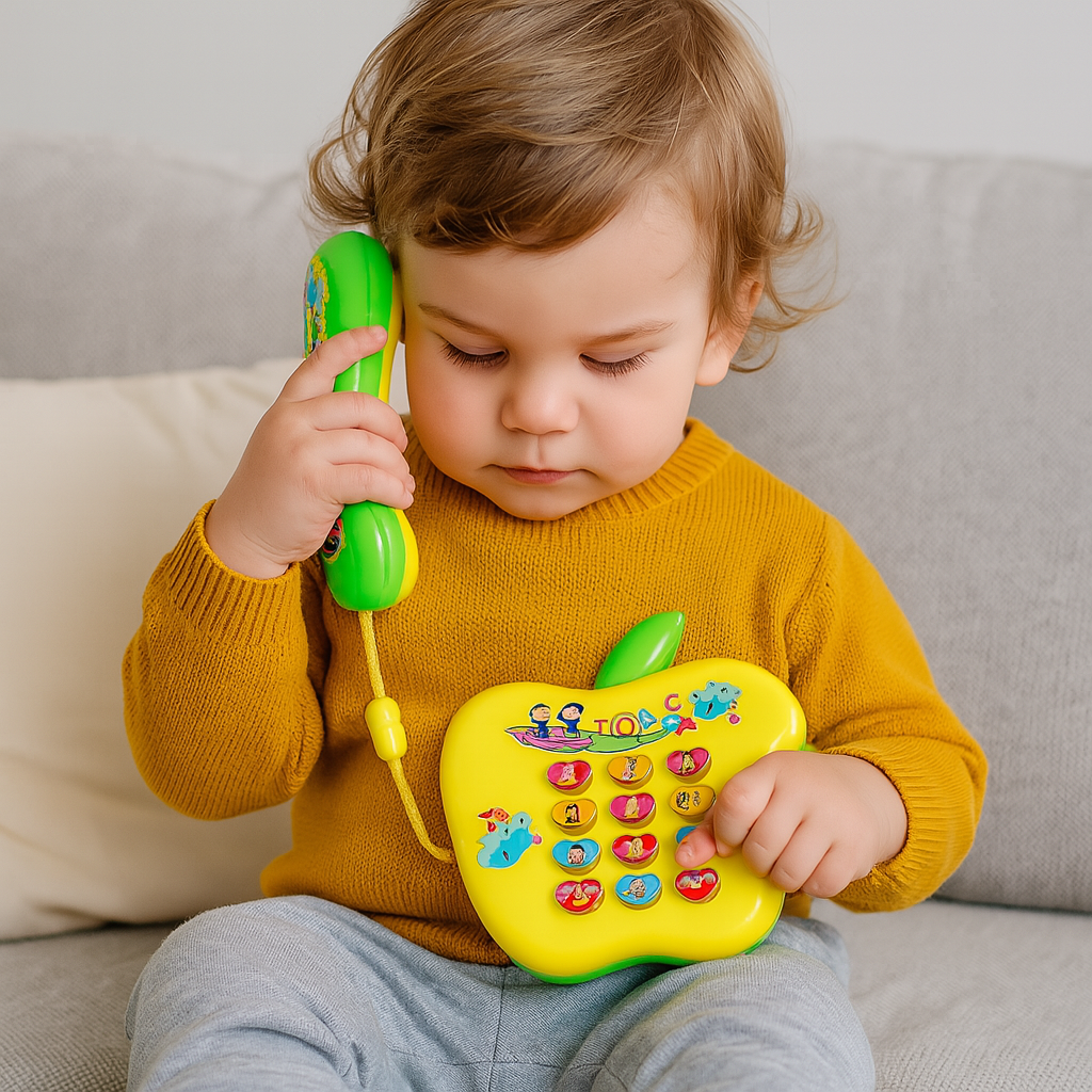Baby Musical Learning Phone Toy – Apple Shape | Fun Sound & Light Toy for Kids