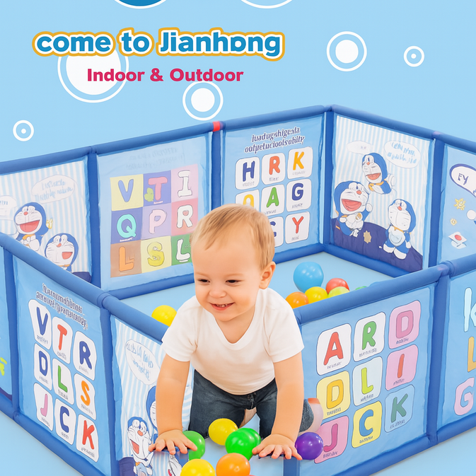 All-in-One Baby Playpen with Basketball & Football Net – Safe Indoor Playground for Active Toddlers