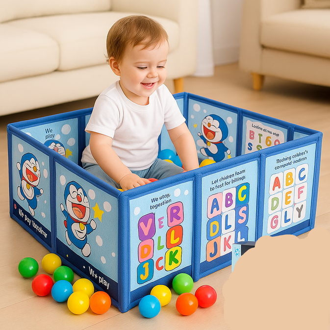 All-in-One Baby Playpen with Basketball & Football Net – Safe Indoor Playground for Active Toddlers