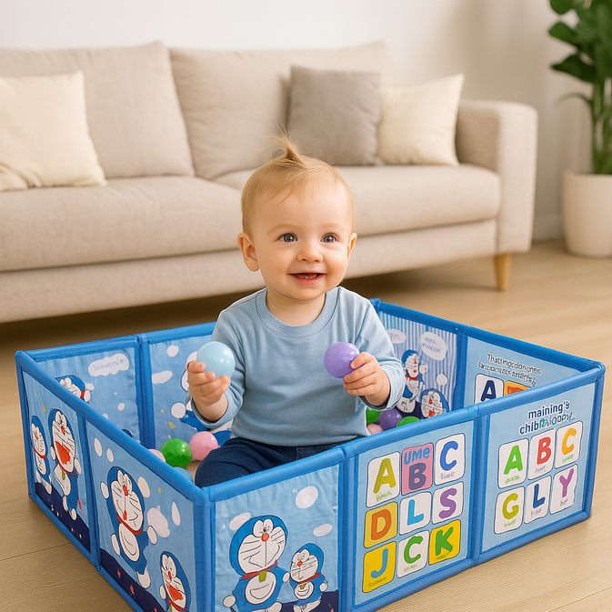 All-in-One Baby Playpen with Basketball & Football Net – Safe Indoor Playground for Active Toddlers