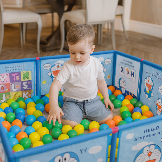 All-in-One Baby Playpen with Basketball & Football Net – Safe Indoor Playground for Active Toddlers