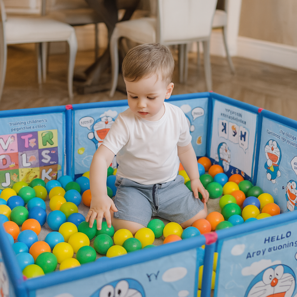 All-in-One Baby Playpen with Basketball & Football Net – Safe Indoor Playground for Active Toddlers