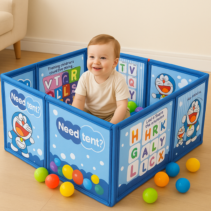 All-in-One Baby Playpen with Basketball & Football Net – Safe Indoor Playground for Active Toddlers