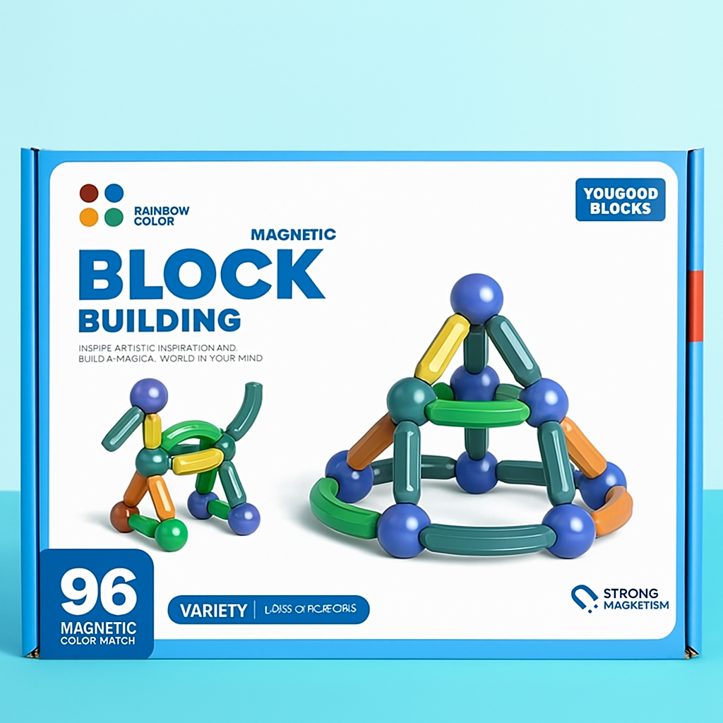 Magnetic Stick 96-Piece Construction Toy for Kids (Rainbow Colors)