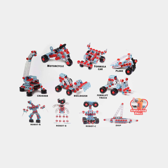 Junior Block 10-in-1 Construction Building Set with Electric Drill – 286 PCS (Ages 6+)