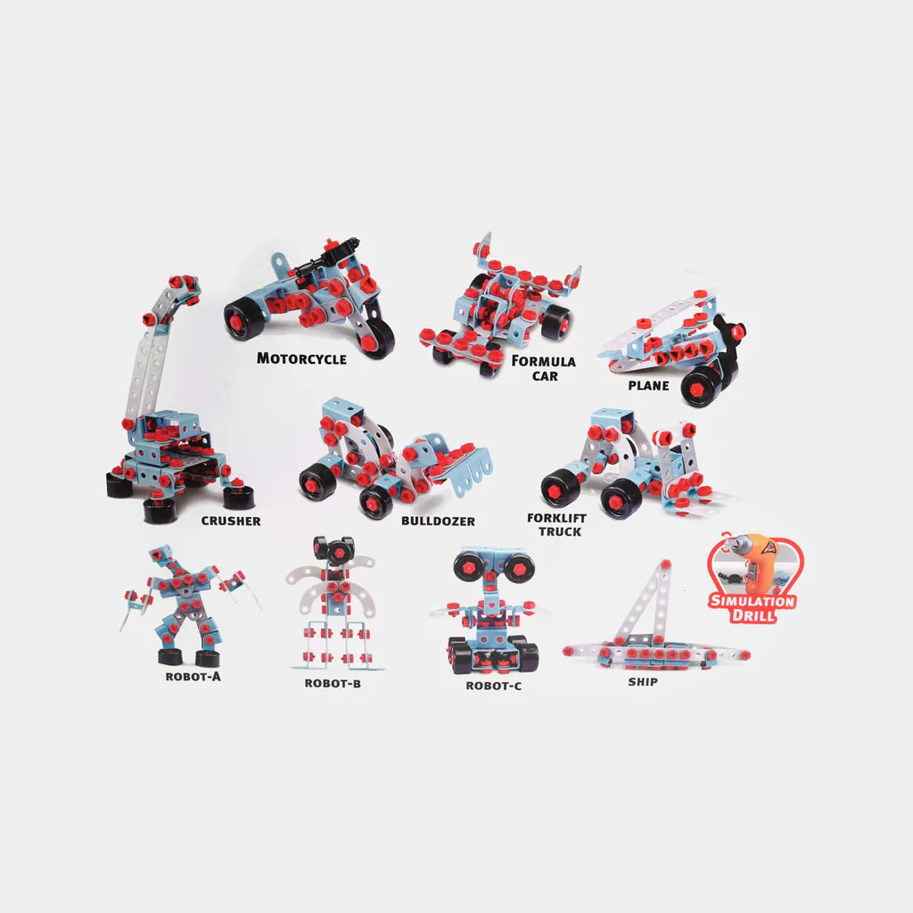 Junior Block 10-in-1 Construction Building Set with Electric Drill – 286 PCS (Ages 6+)