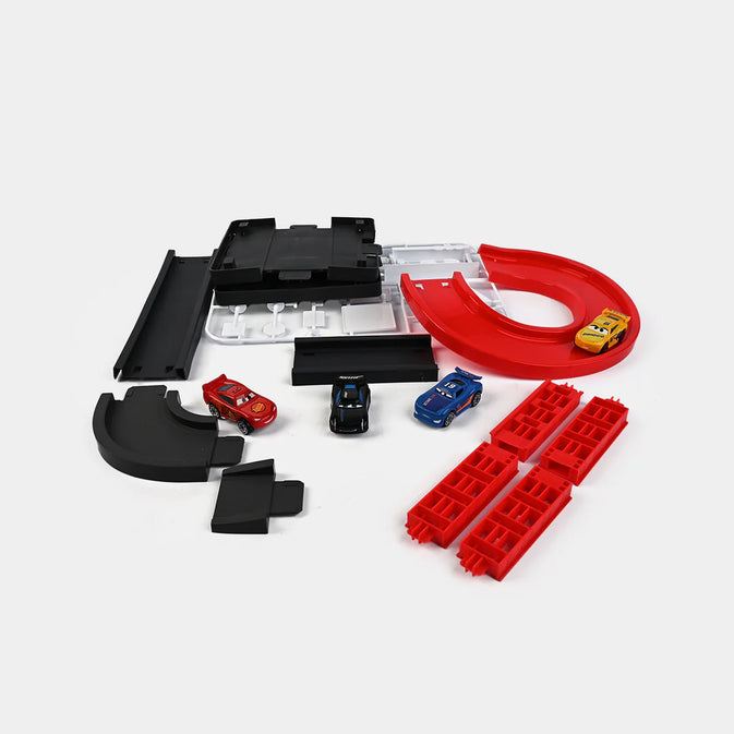 Racing Car Track Playset – 29-Piece Toy Set with Cars, Track, and Traffic Signs for Kids Ages 3+