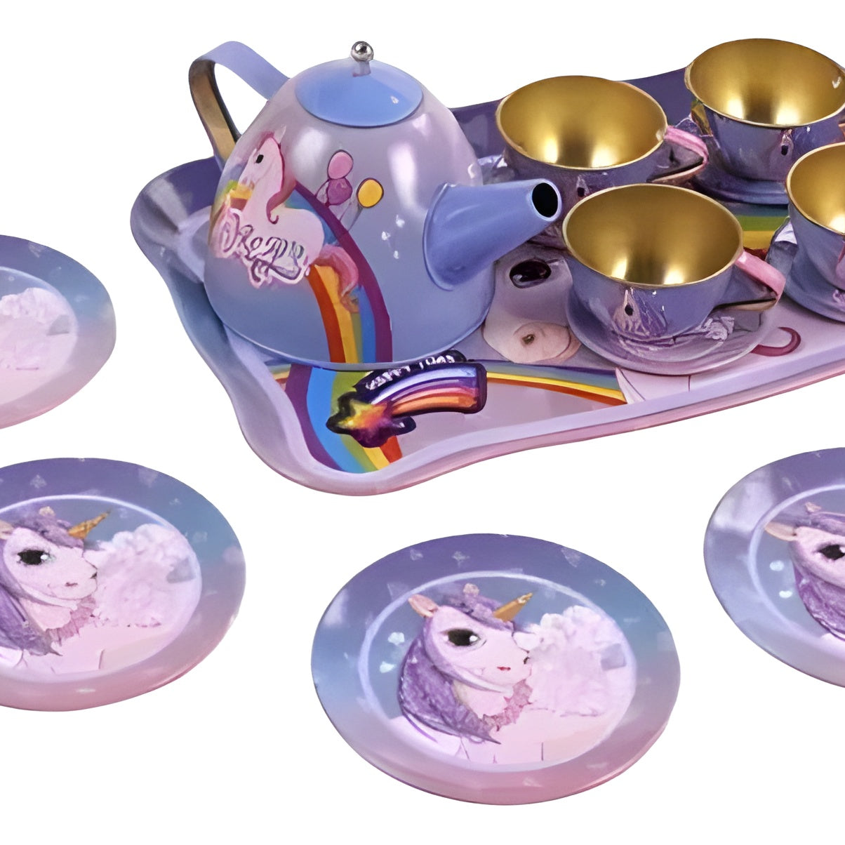 15-Piece Kids Metal Tea Set – Design Pretend Play Toy for Girls Ages 3+