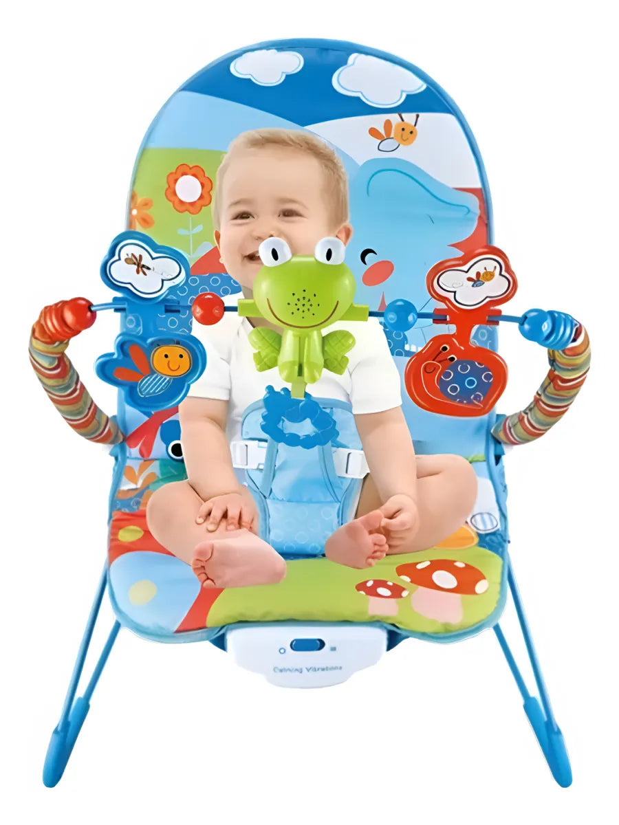 Colorful Baby Bouncer Chair with Toys and Vibrating Function – Adjustable & Comfortable