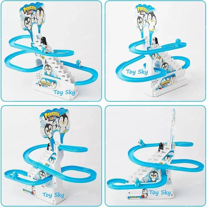 Penguin Slide Track Toy – Climbing Penguin Musical Toy with Lights (3 Penguins)