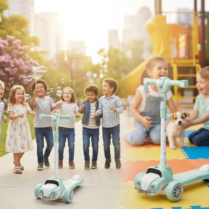 3-Wheel Kids Scooter with Car Design & Adjustable Handle