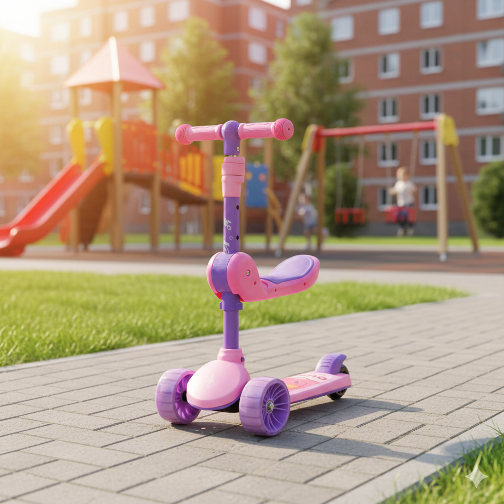 Adjustable Kids Scooty  – Multi-Color 3-Wheel Ride