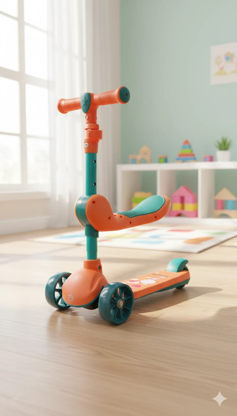 Adjustable Kids Scooty  – Multi-Color 3-Wheel Ride