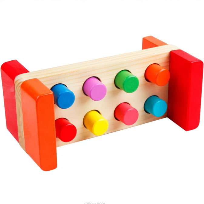Colorful Wooden Hammering Bench Toy for Toddlers