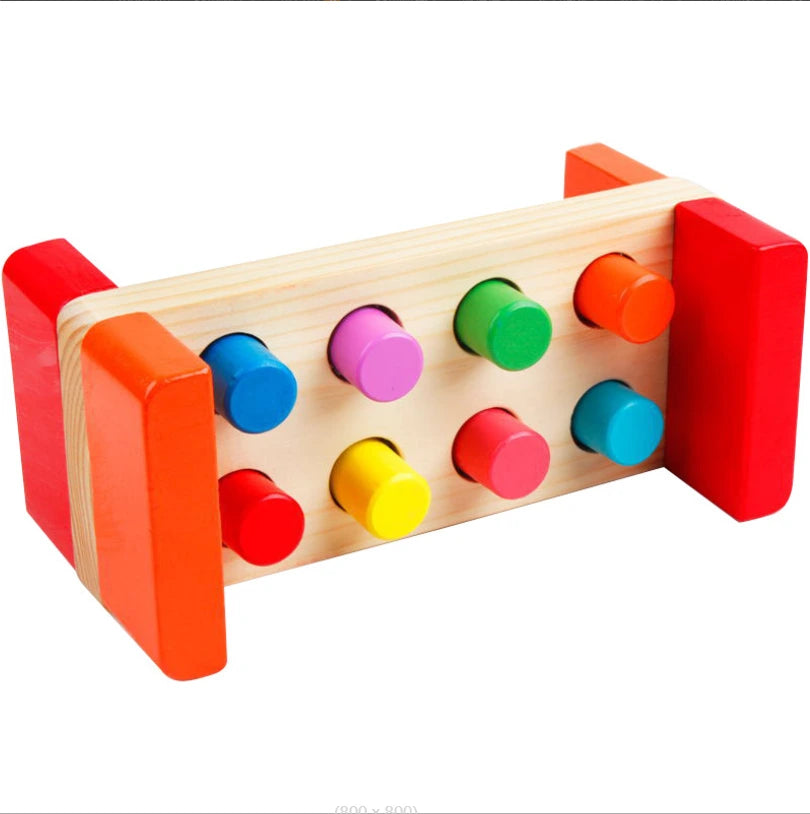 Colorful Wooden Hammering Bench Toy for Toddlers