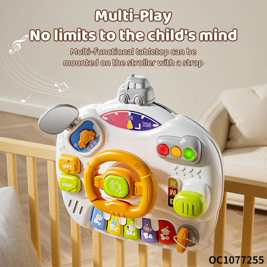 Multifunctional Cartoon Steering Wheel Activity Table for Kids – Musical Learning Game with Lights & Sounds