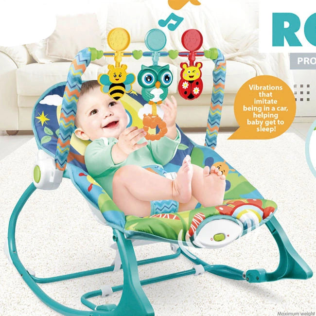 Baby Rocker & Bouncer Chair – With Vibrating Seat, Hanging Toys & Safety Harness