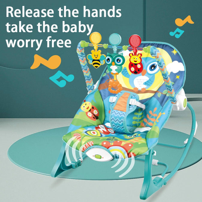 Baby Rocker & Bouncer Chair – With Vibrating Seat, Hanging Toys & Safety Harness