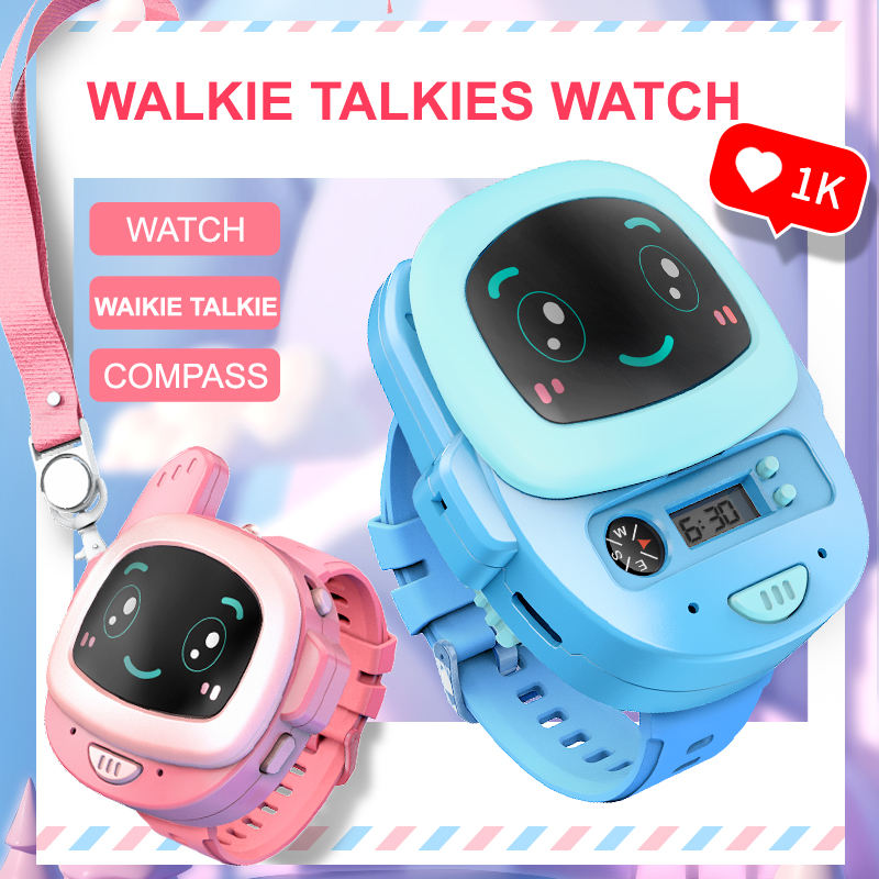 Pink and Blue Cute Robot Face Digital Kids Watch – Fun Cartoon Wristwatch